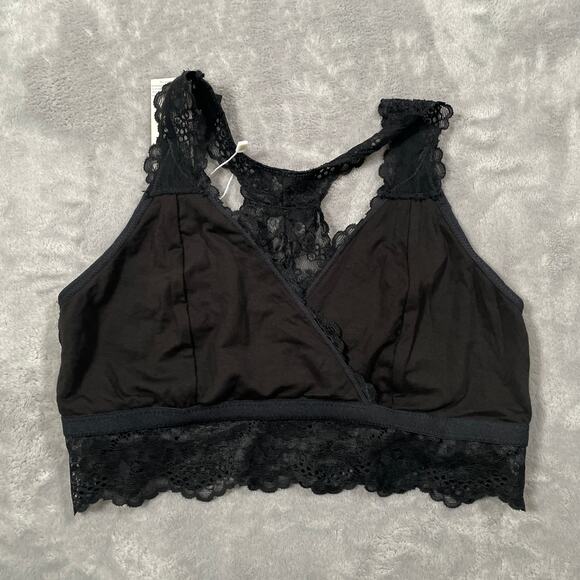 Kindred Bravely Bra Womens Medium Black Nursing Bralette Lace Racerback New - Picture 3 of 11